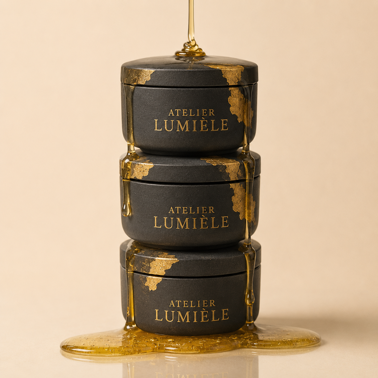 Golden Beeswax Signature – Sculpted Stone Vessel (200g)