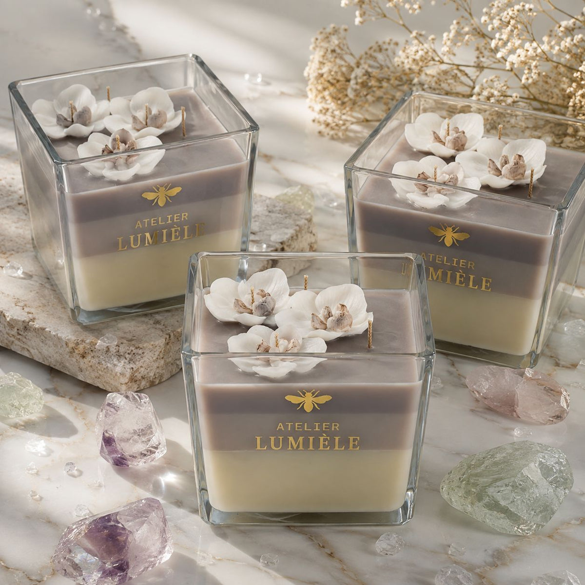Orchids Square Vase,  950g.