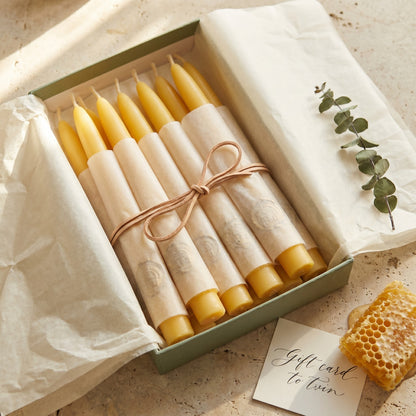 Golden Beewax Pillar Candles, Set of 6