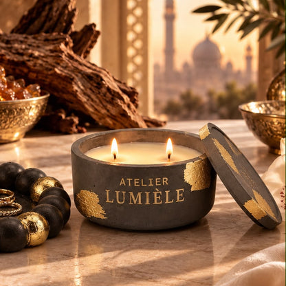 Oriental Luxury Glow - Sculpted Stone Vessel