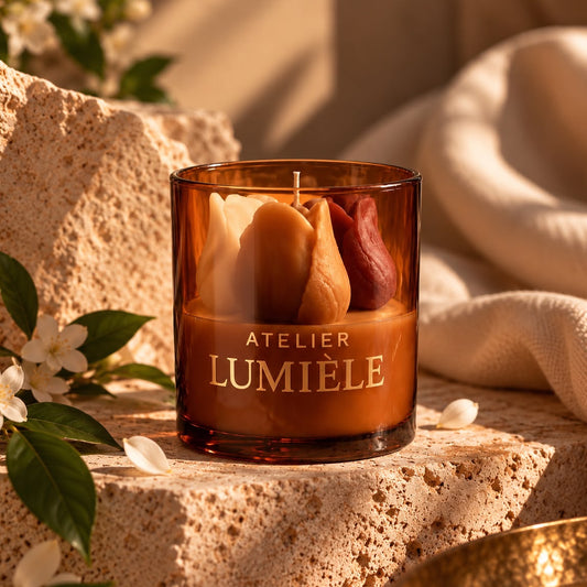 Tulip Candle Amber Glass,  180g.