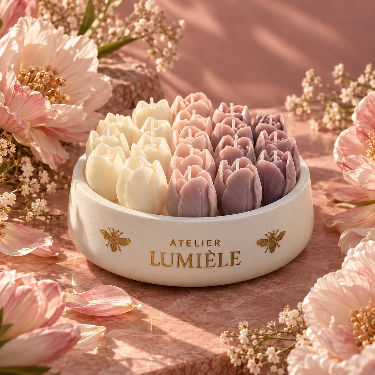 Tulips – Large Sculpted Mineral Vessel (900g)