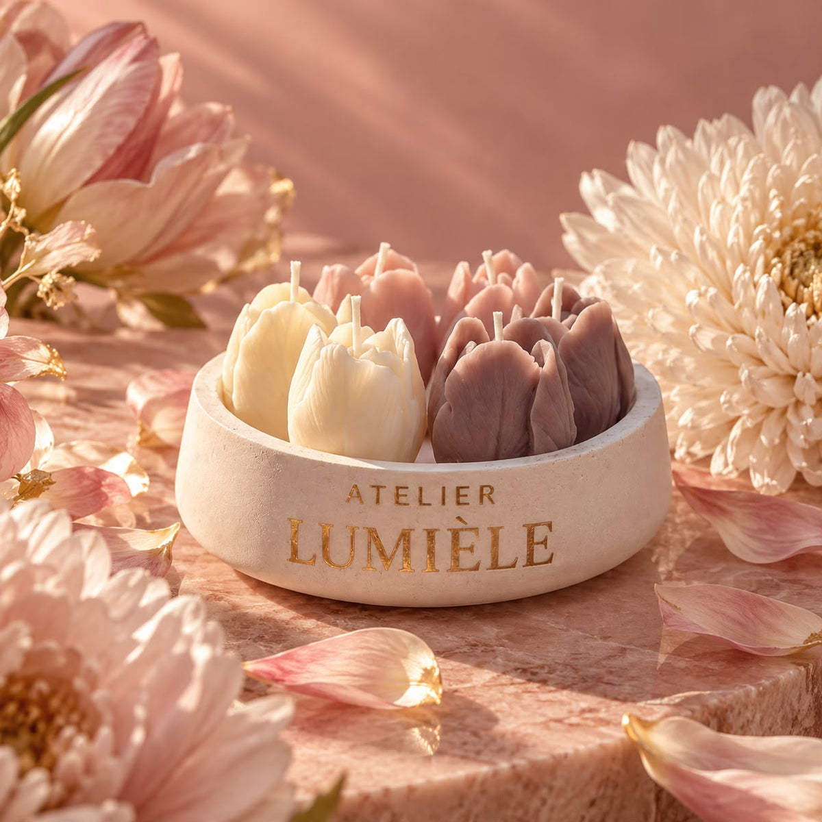 Tulips – Sculpted Mineral Vessel (200g)