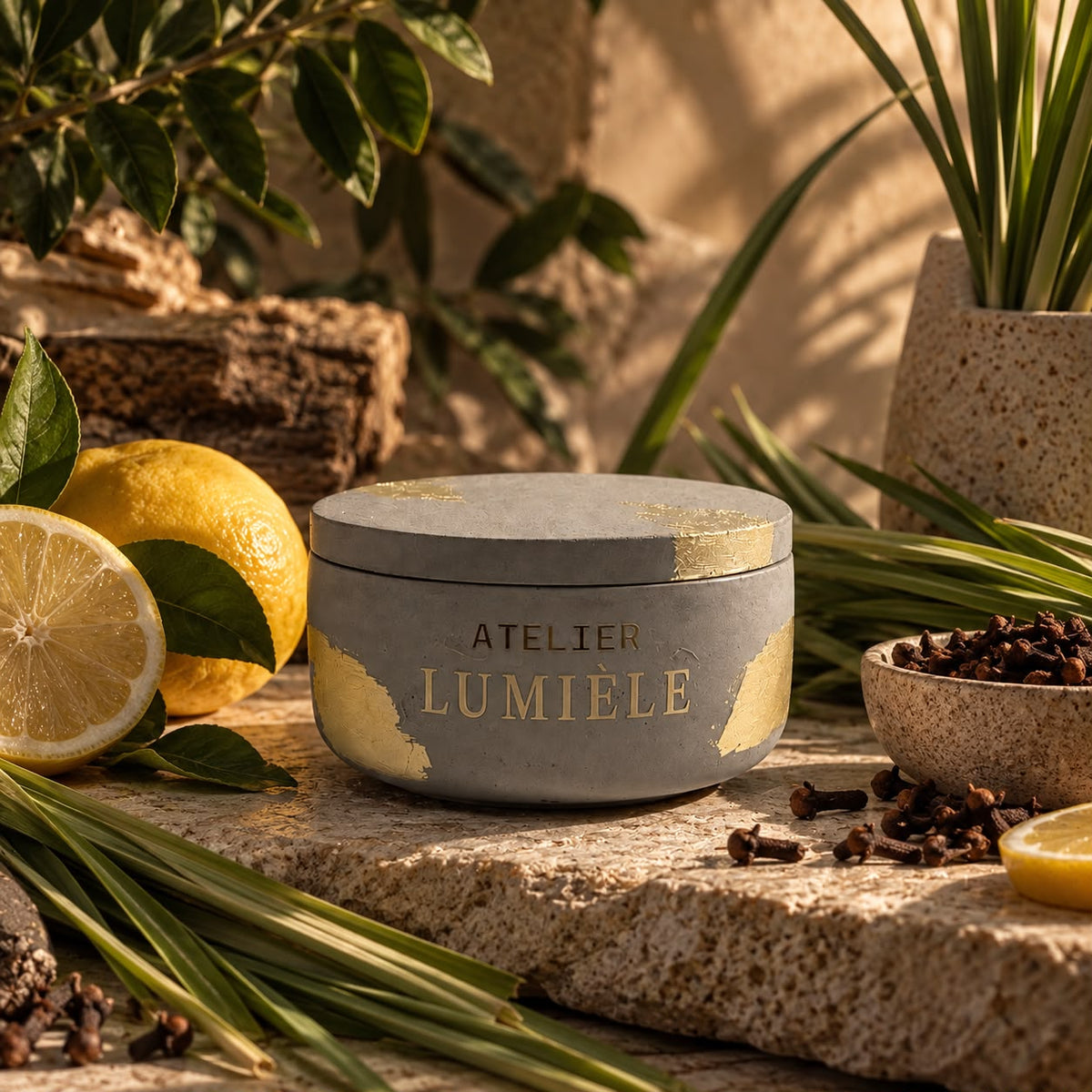 Citronella & Clove Repel – Sculpted Stone Vessel (200g)