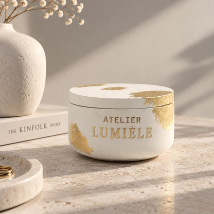 Wild Jasmine Bloom - Sculpted White Stone Vessel