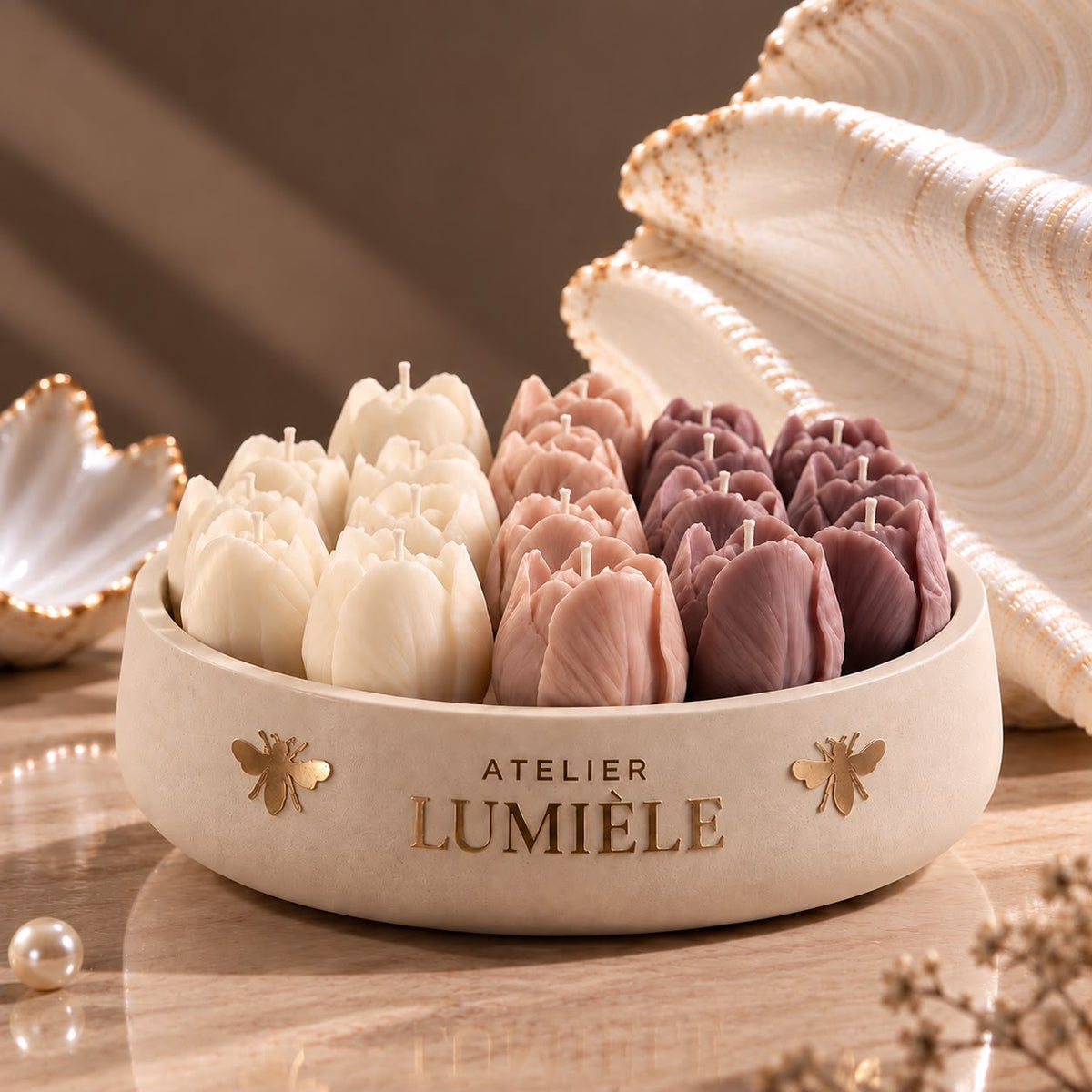 Tulips – Large Sculpted Mineral Vessel (900g)