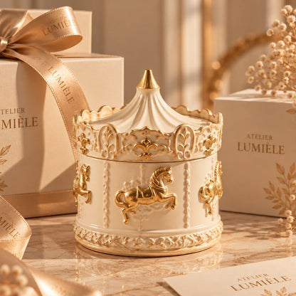 Carousel Gold – Hand-Sculpted Mineral Carousel (200g)