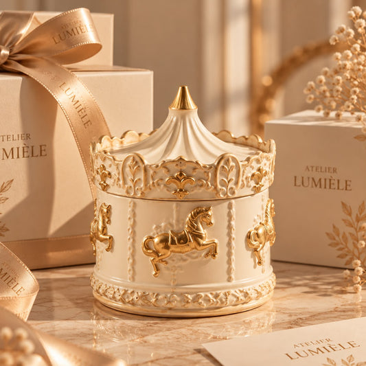 Carousel Gold – Hand-Sculpted Mineral Carousel (200g)