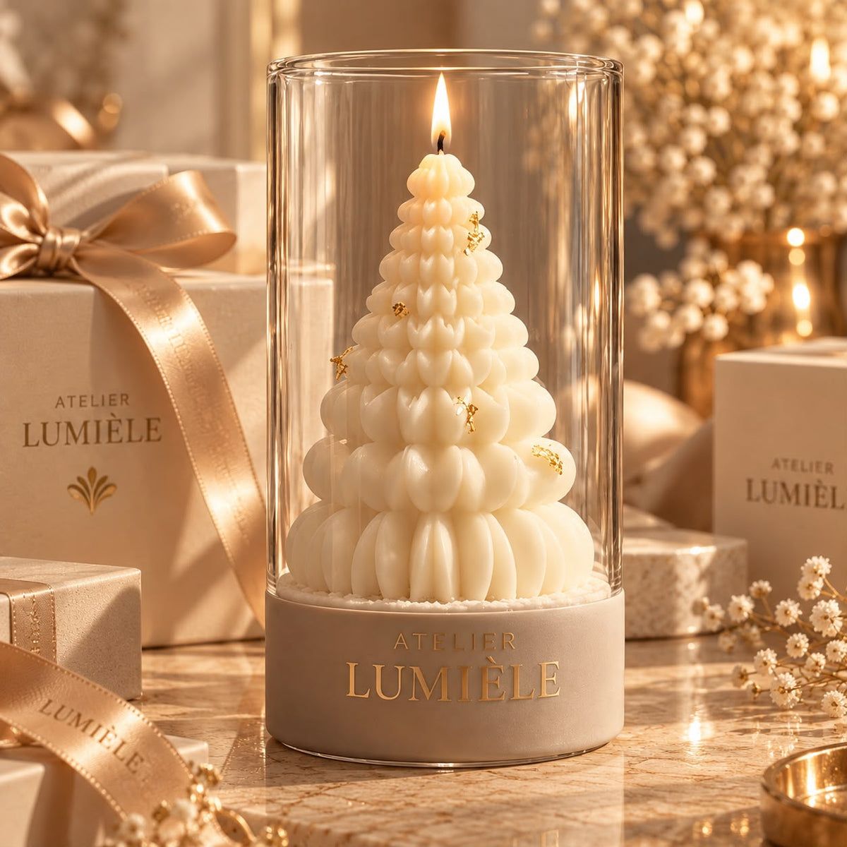 Christmas Tree Glass Vase,  580g.