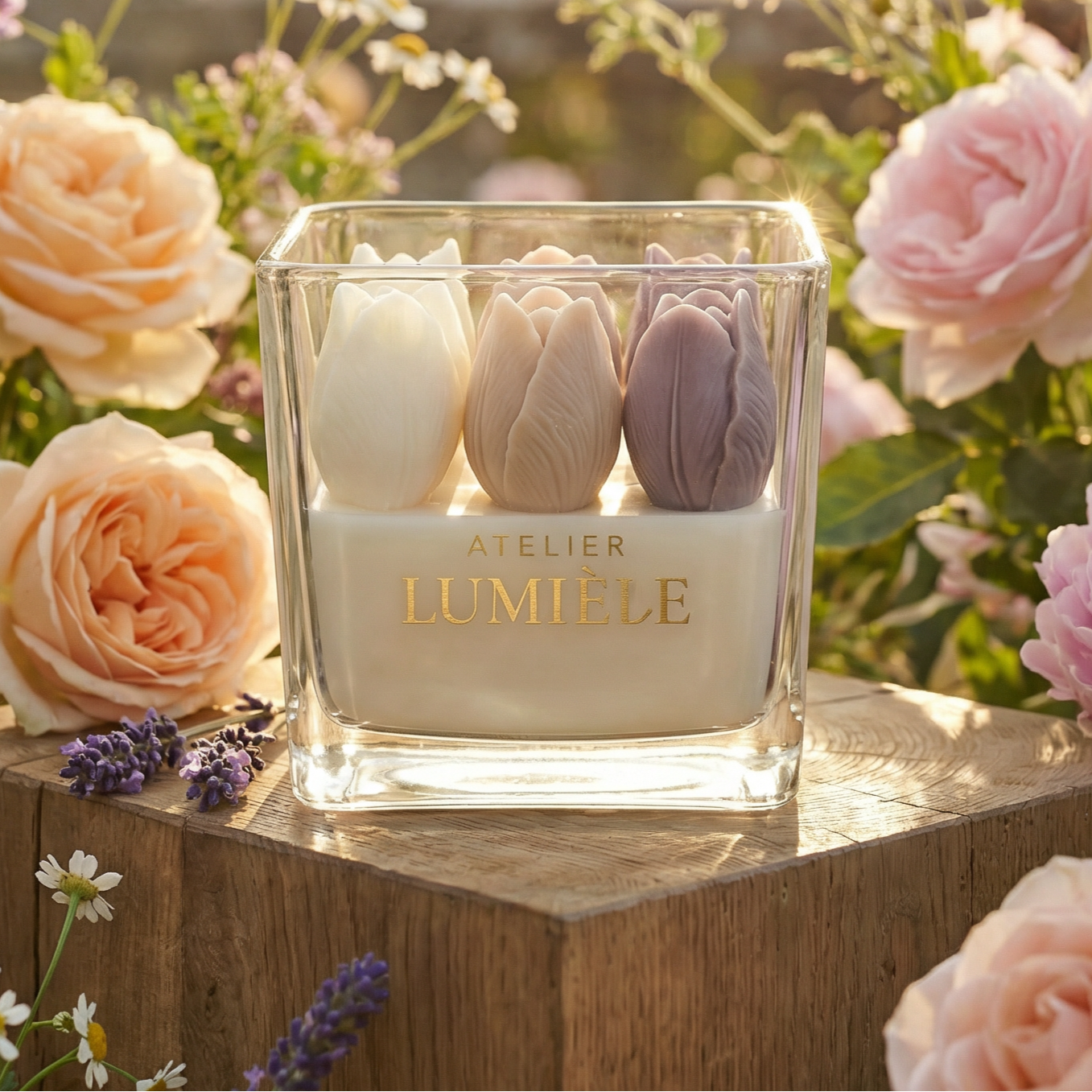 Tulips Square Vase,  650g.